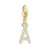Thomas Sabo 18ct Gold Plated Cubic Zirconia Initial A Charm