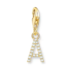 Thomas Sabo 18ct Gold Plated Cubic Zirconia Initial A Charm