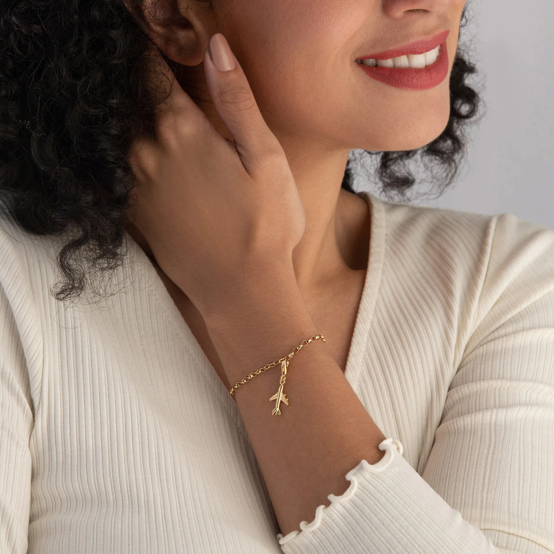 Thomas Sabo 18ct Gold Plated Aeroplane Charm
