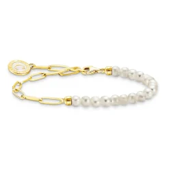 Thomas Sabo 18ct Gold Plated Charmista Club Charm Pearl Bracelet