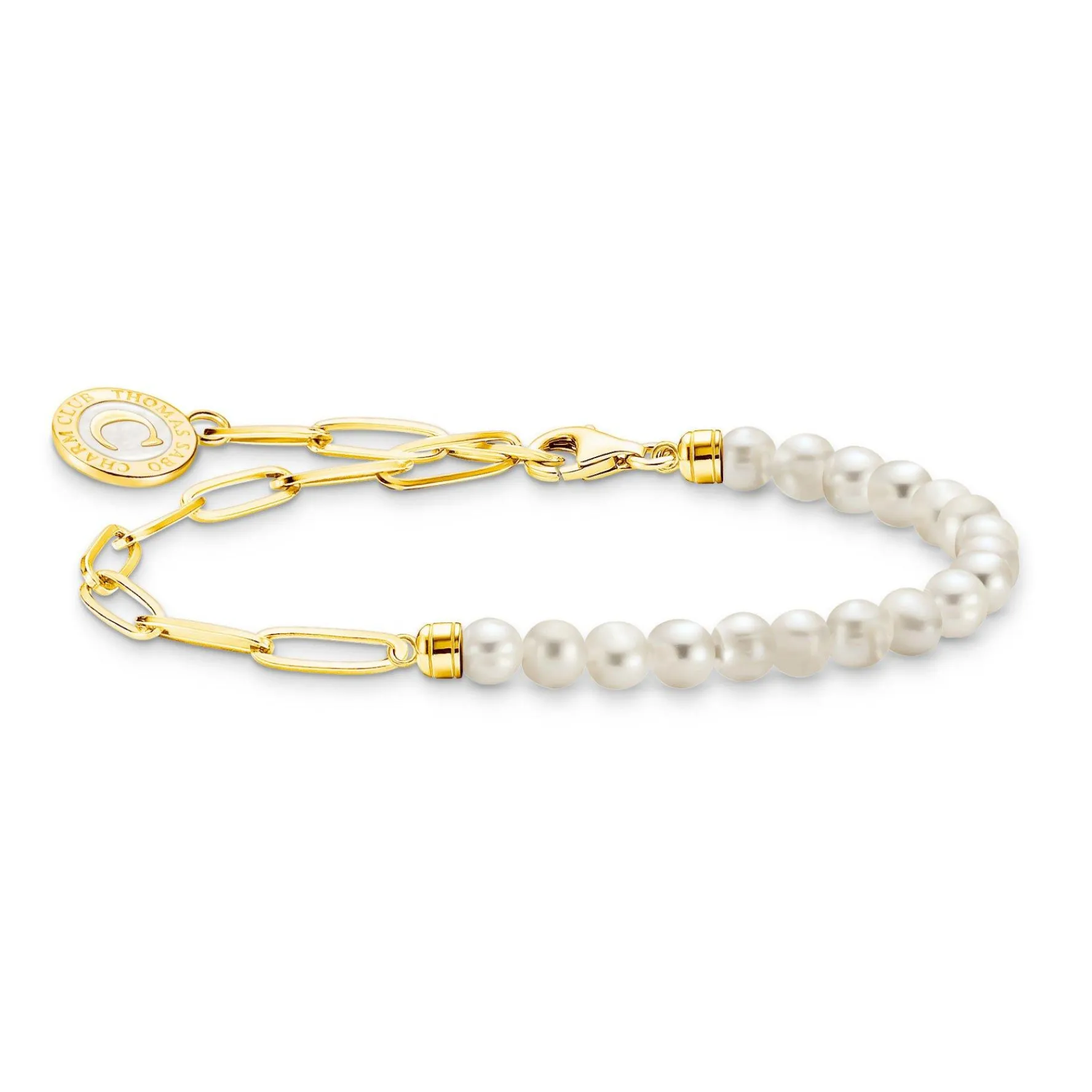 Thomas Sabo 18ct Gold Plated Charmista Club Charm Pearl Bracelet