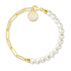 Thomas Sabo 18ct Gold Plated Charmista Club Charm Pearl Bracelet