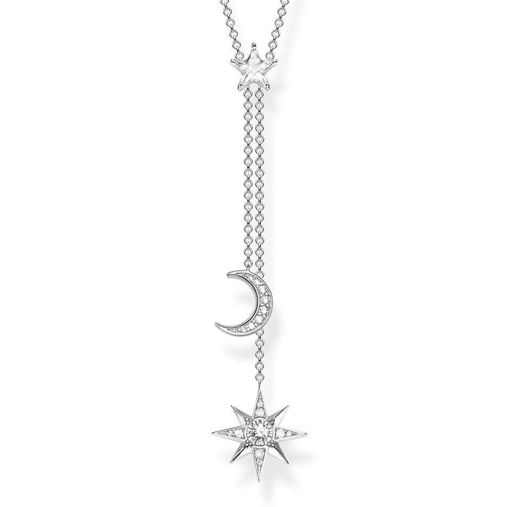 Thomas Sabo Silver Cubic Zirconia Star and Moon Necklace