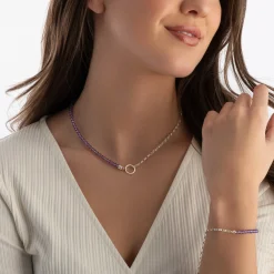 Thomas Sabo Silver Purple Charm Bracelet