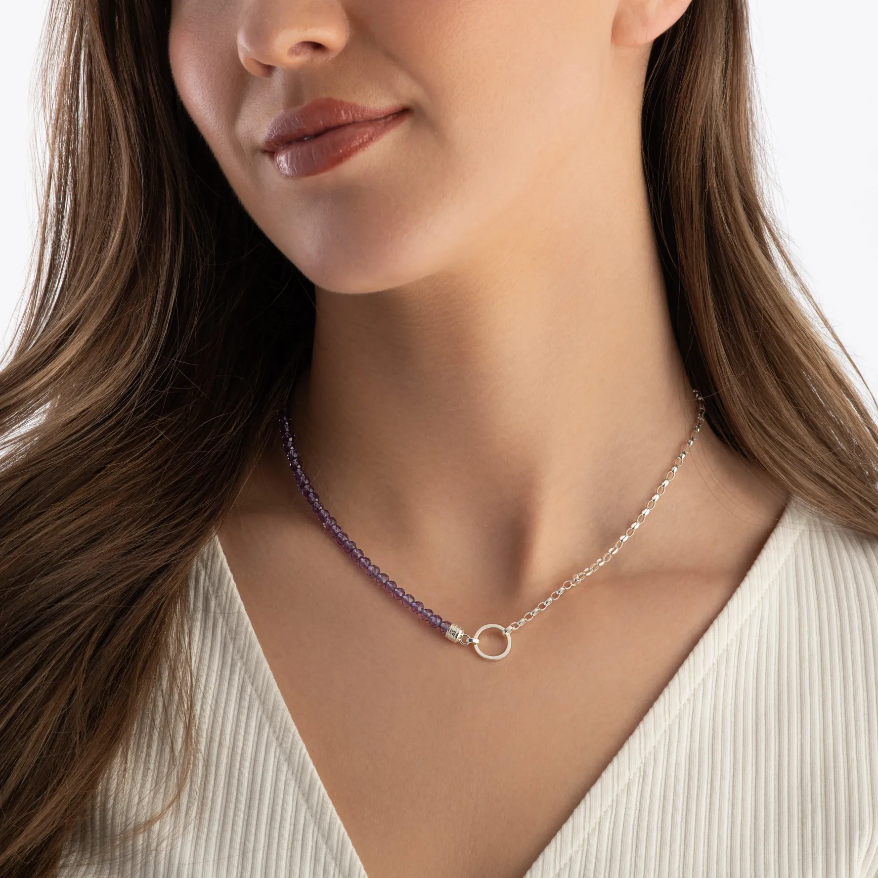 Thomas Sabo Silver Purple Charm Necklace