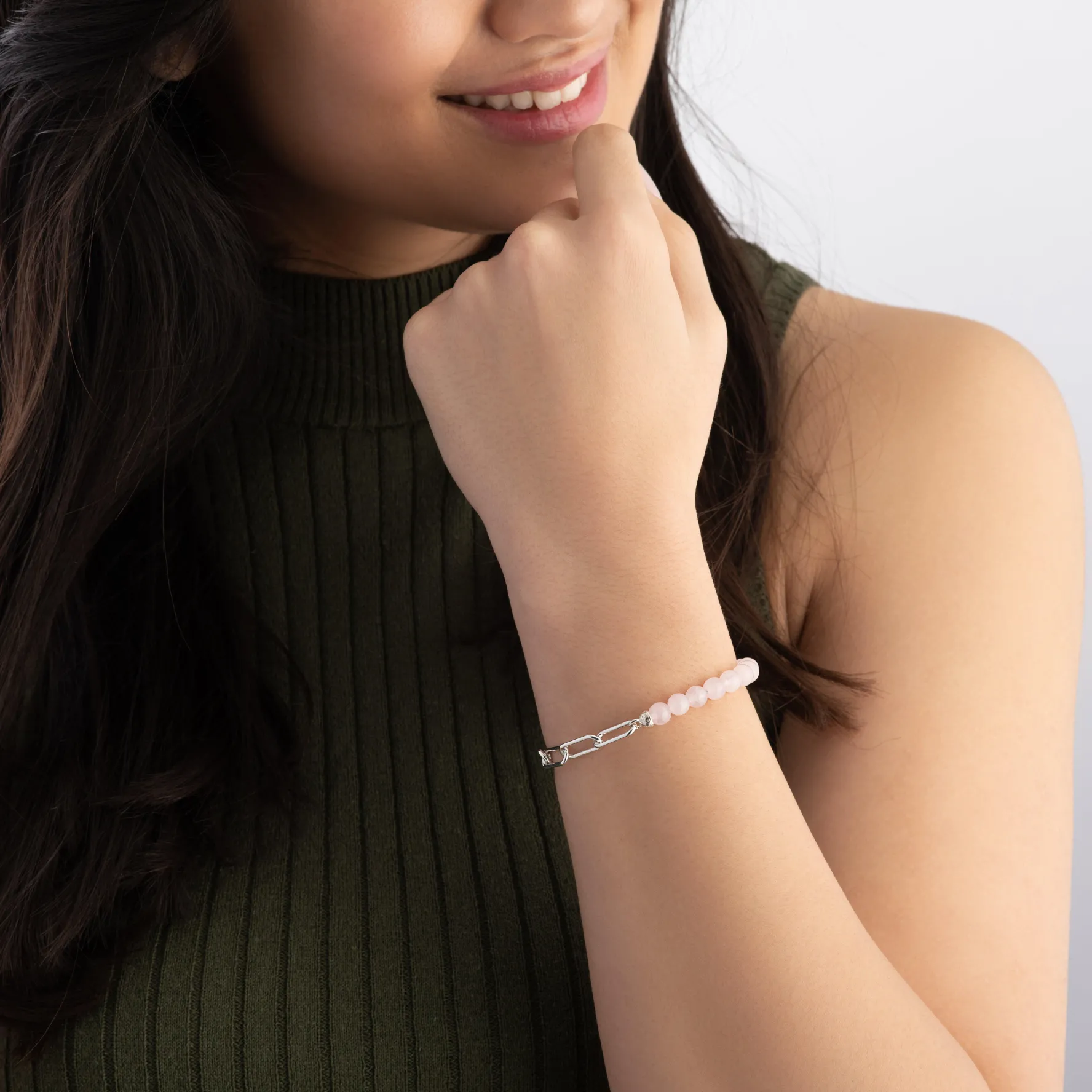 Thomas Sabo Silver Rose Quartz Bead Bracelet