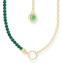 Thomas Sabo Yellow Gold Plated Green Charm Necklace