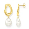 Thomas Sabo Yellow Gold Plated Freshwater Pearl Drop Earrings
