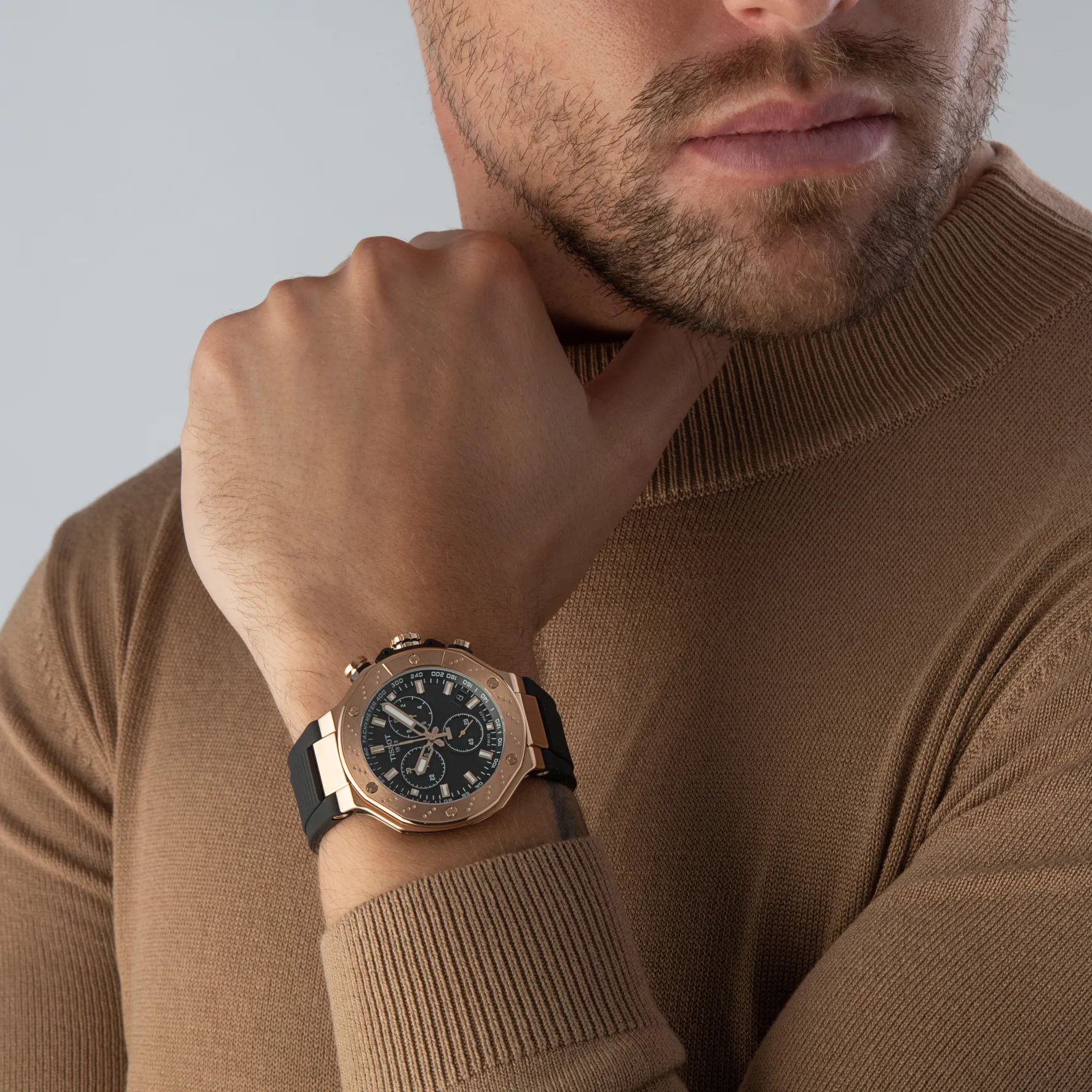 Tissot T-Race 45mm Chronograph Rose Gold Plated Men's Watch