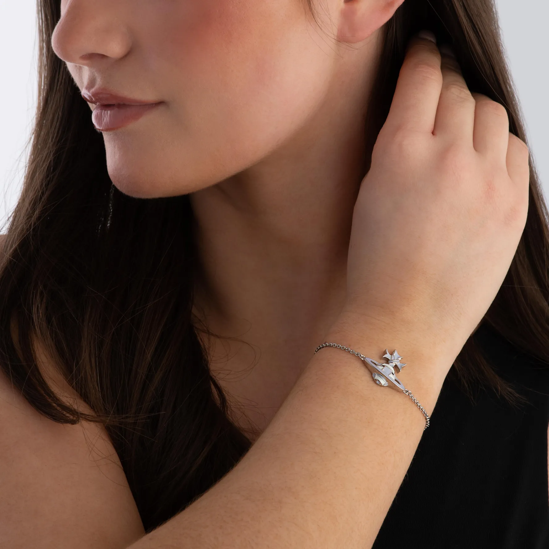 Vivienne Westwood Blue Ribbon Silver Bracelet