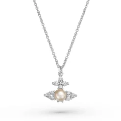Vivienne Westwood Feodora Silver Pearl and Cubic Zirconia Pendant