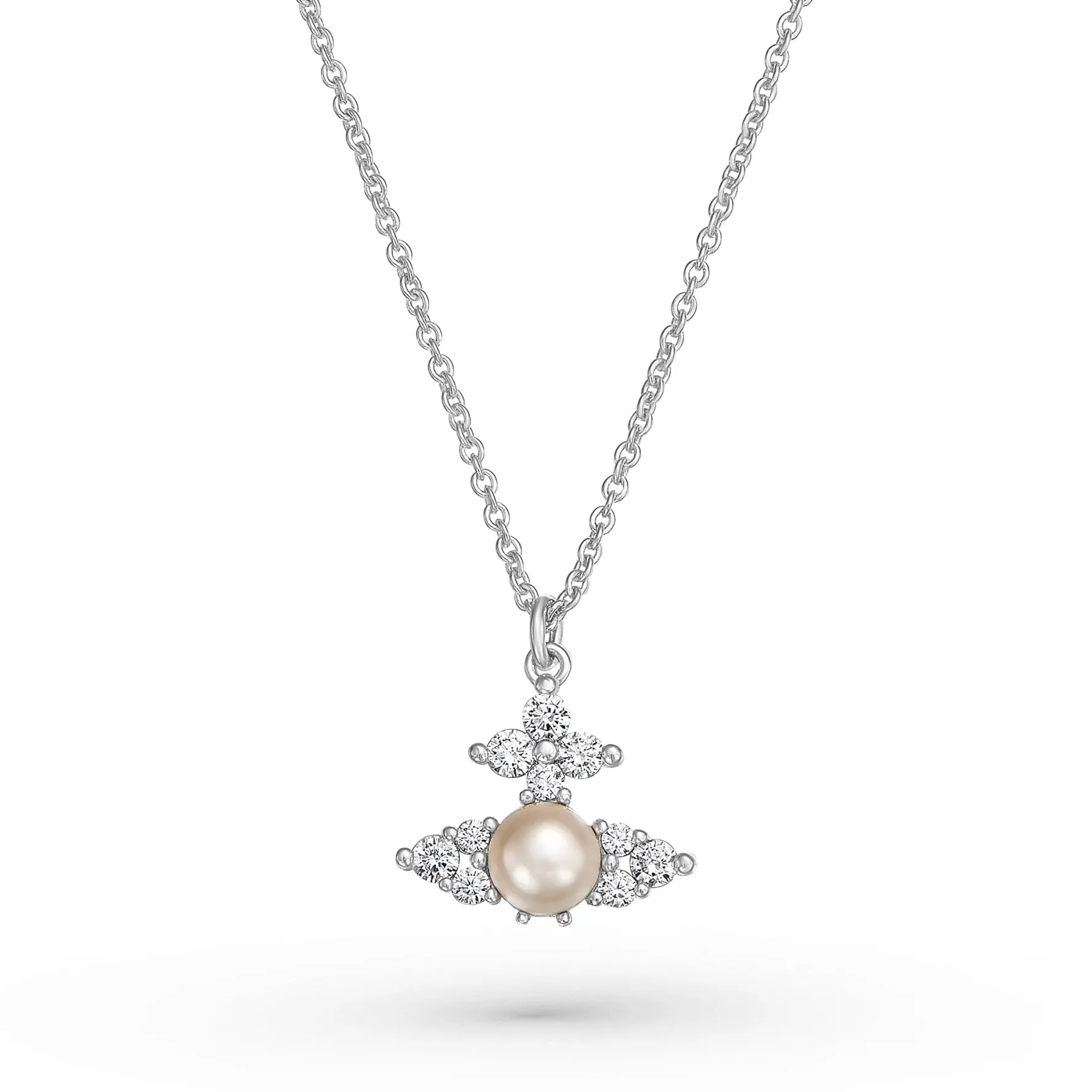 Vivienne Westwood Feodora Silver Pearl and Cubic Zirconia Pendant