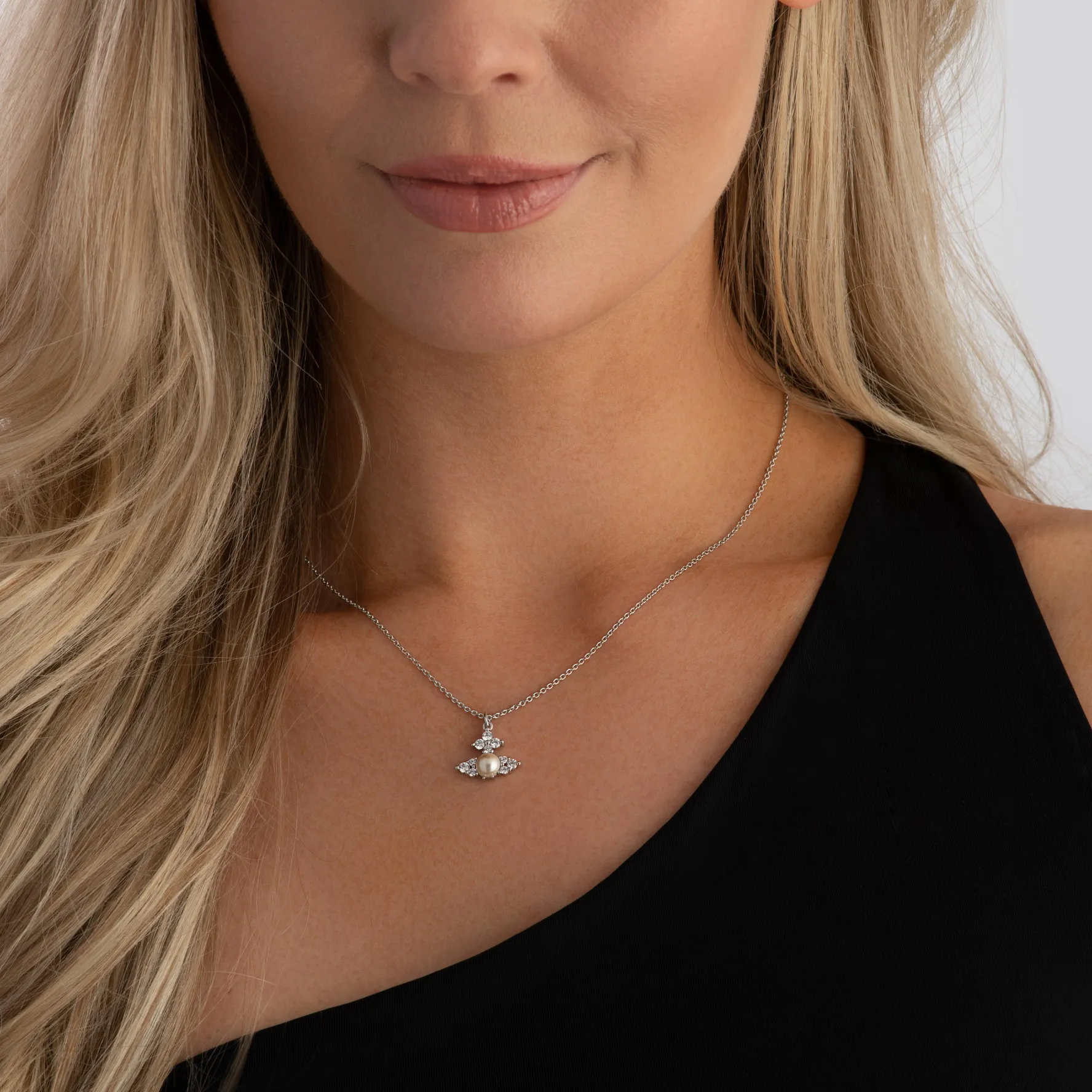 Vivienne Westwood Feodora Silver Pearl and Cubic Zirconia Pendant