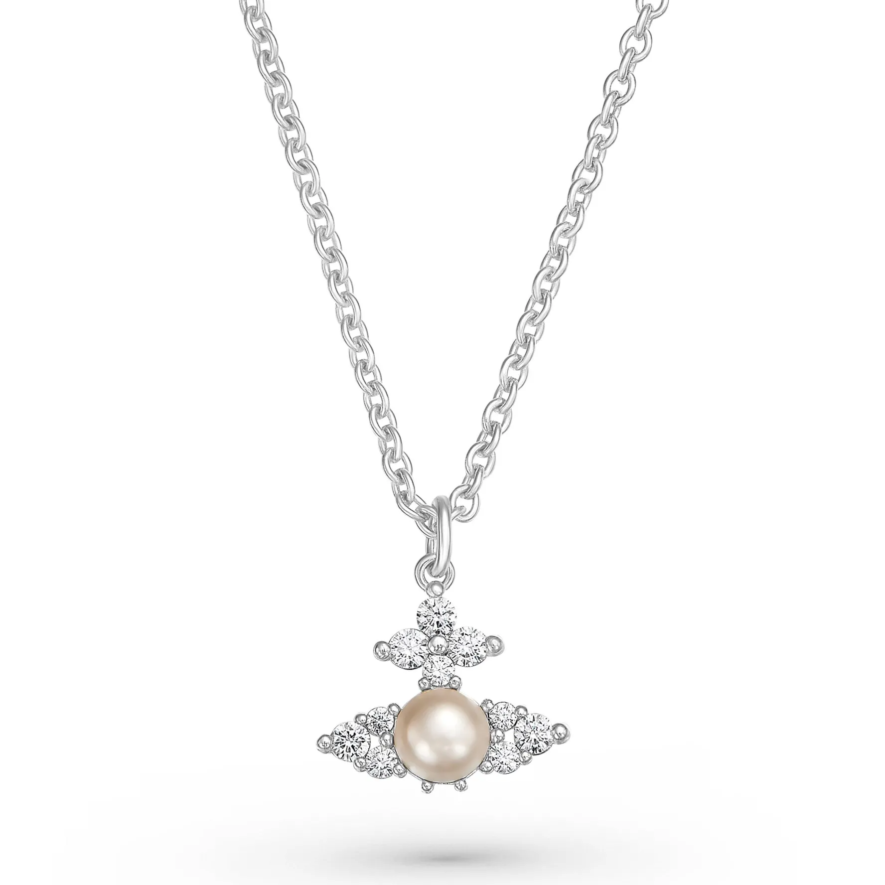Vivienne Westwood Feodora Silver Pearl and Cubic Zirconia Pendant