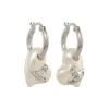 Vivienne Westwood Florentina Silver Pearl Heart Hoop Earrings