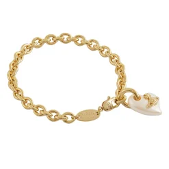 Vivienne Westwood Florentia Yellow Gold Tone Freshwater Pearl Heart Bracelet