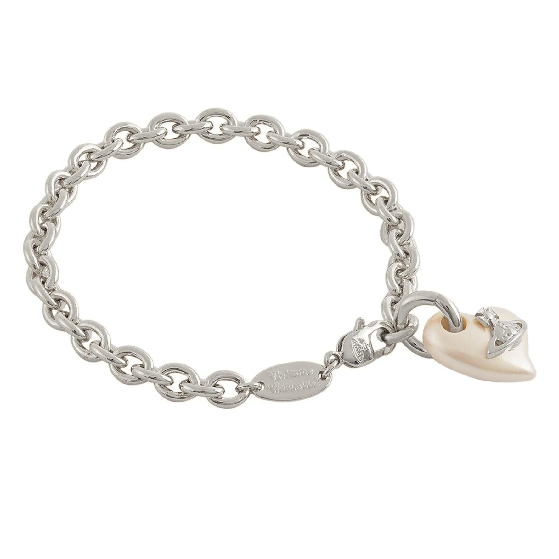Vivienne Westwood Florentia Silver Freshwater Pearl Heart Bracelet