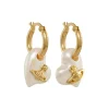 Vivienne Westwood Florentina Yellow Gold Tone Pearl Heart Hoop Earrings