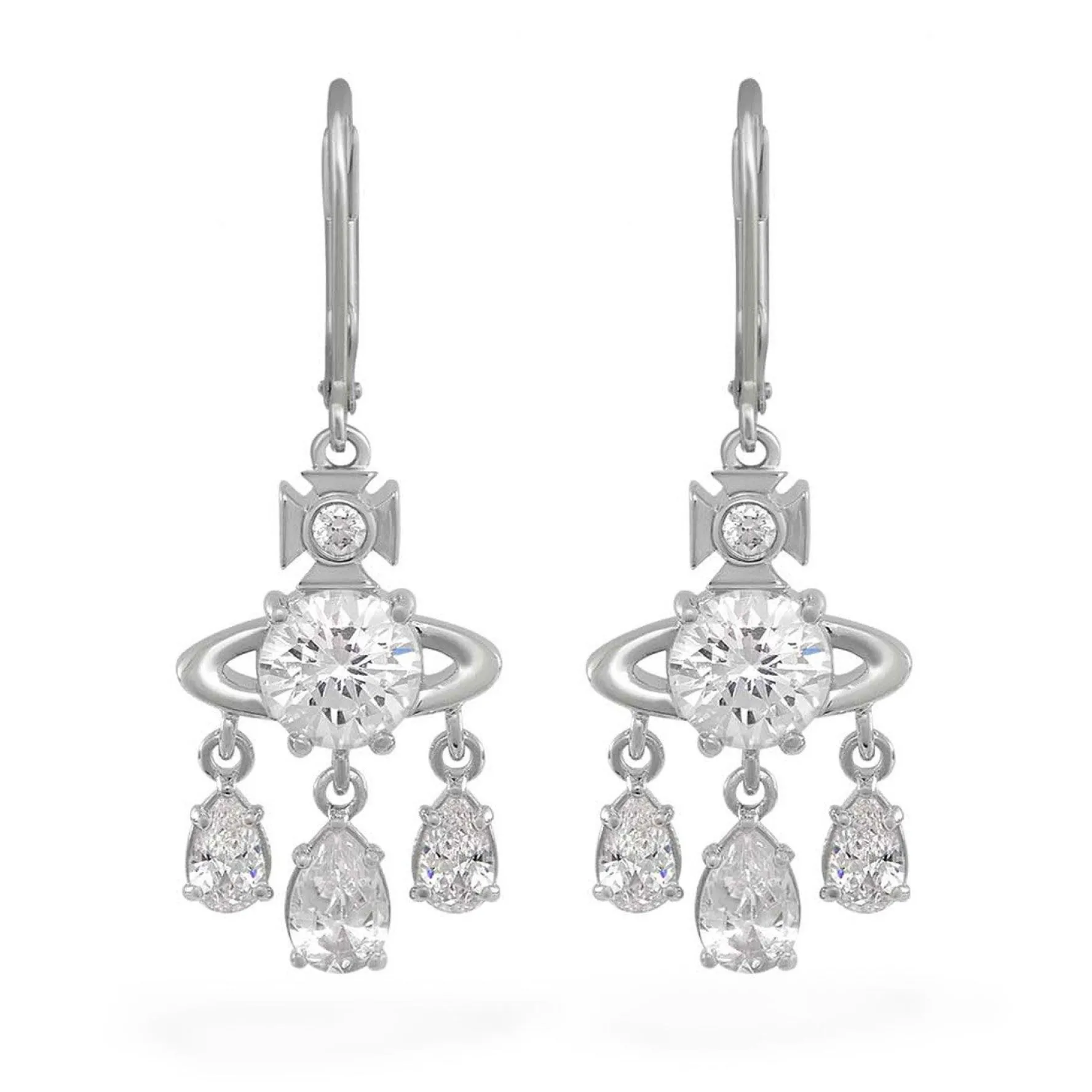 Vivienne Westwood Joaquina Silver Cubic Zirconia Drop Earrings