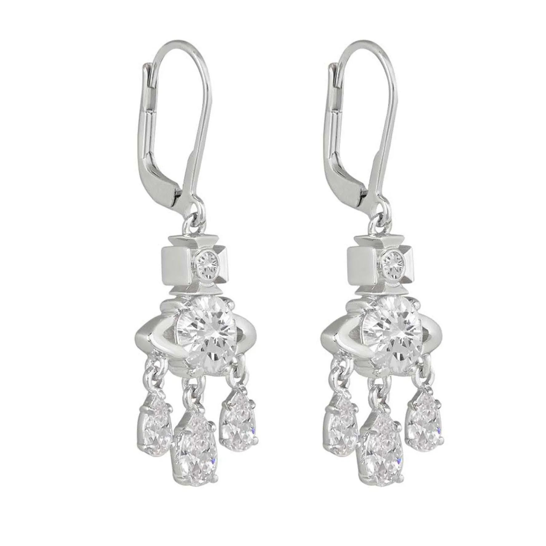 Vivienne Westwood Joaquina Silver Cubic Zirconia Drop Earrings