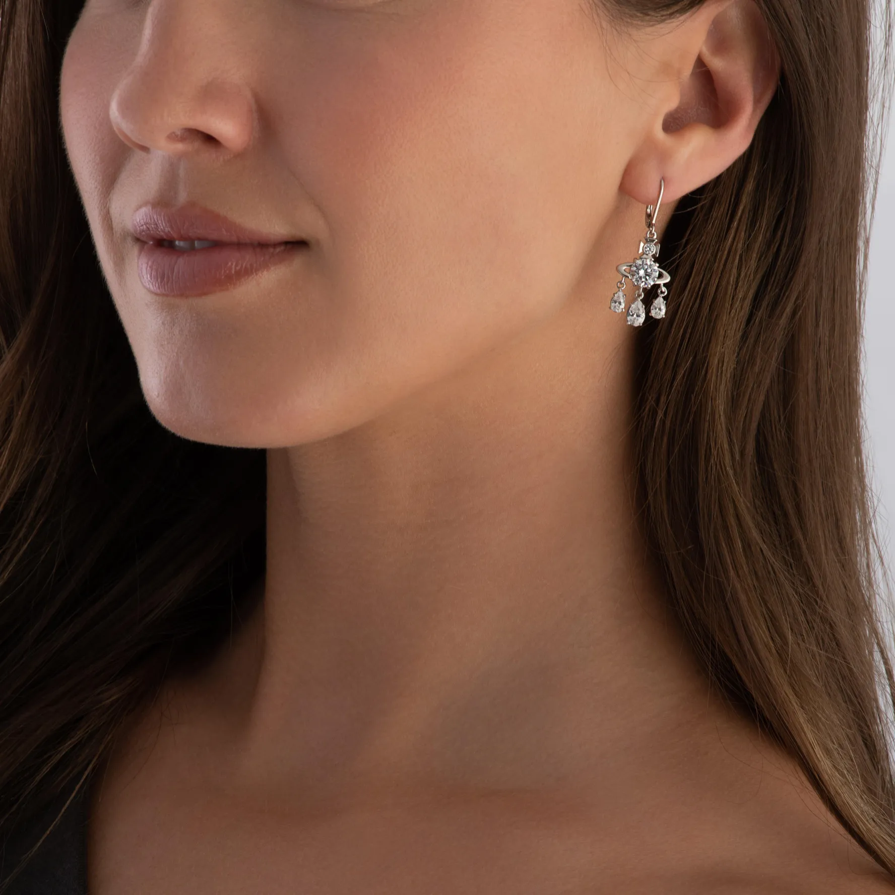 Vivienne Westwood Joaquina Silver Cubic Zirconia Drop Earrings