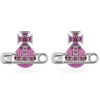 Vivienne Westwood Kitty White Metal Pink Stud Earrings