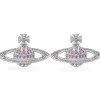 Vivienne Westwood Mini Relief Silver Crystal Stud Earrings