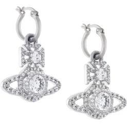 Vivienne Westwood Norabelle Silver Crystal Hoop Earrings