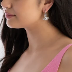Vivienne Westwood Norabelle Silver Crystal Hoop Earrings