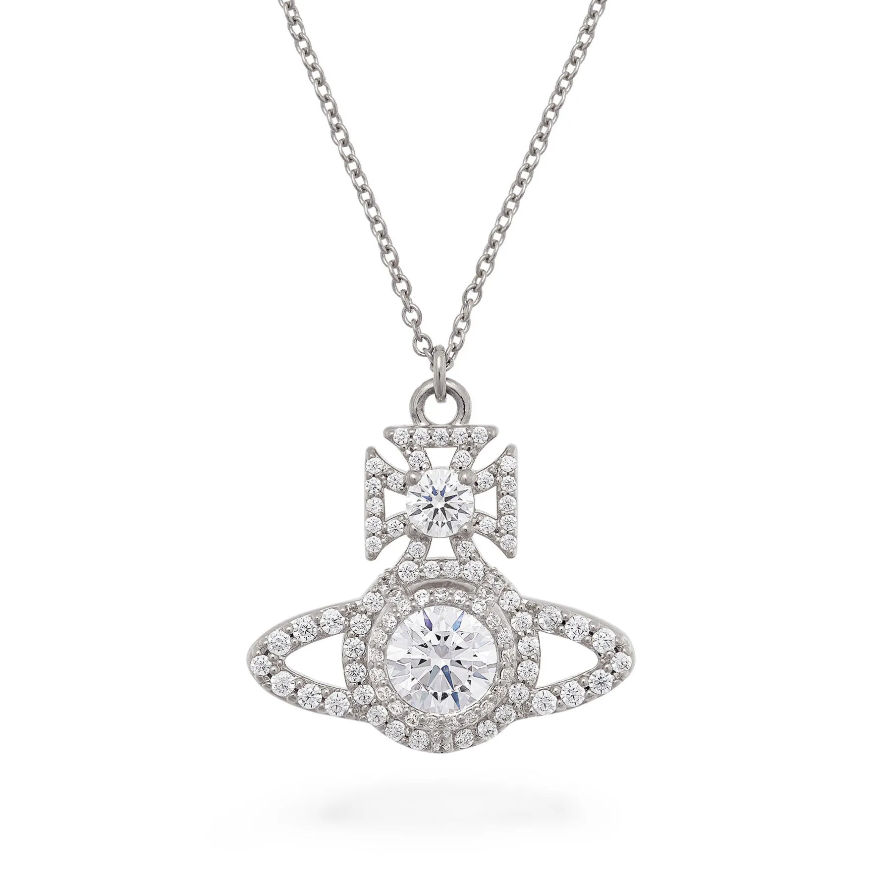Vivienne Westwood Norabelle White Metal Crystal Pendant