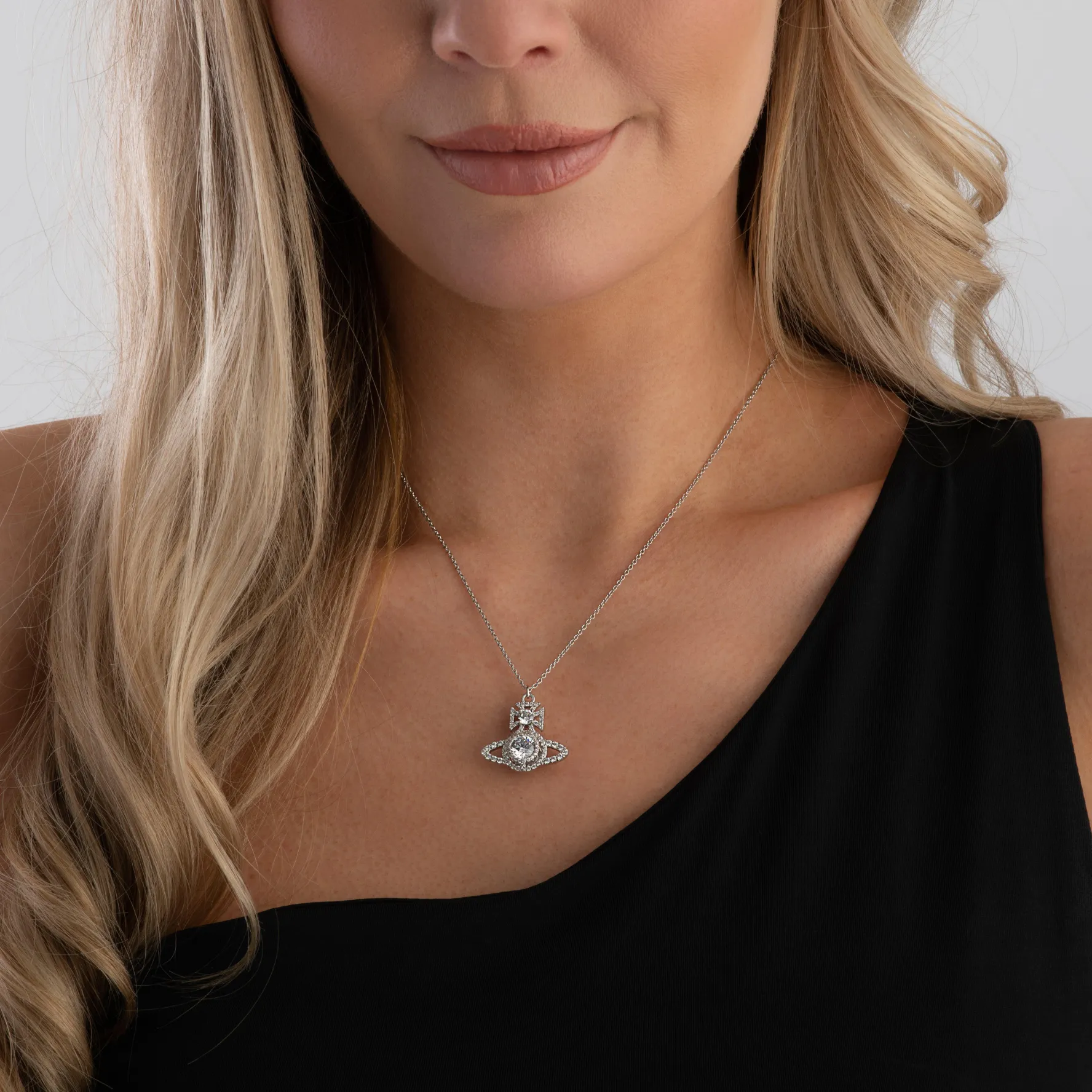 Vivienne Westwood Norabelle White Metal Crystal Pendant