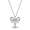 Vivienne Westwood Octavie Silver Cubic Zirconia Bow Pendant