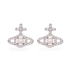 Vivienne Westwood Olympia Silver Cubic Zirconia and Pearl Stud Earrings