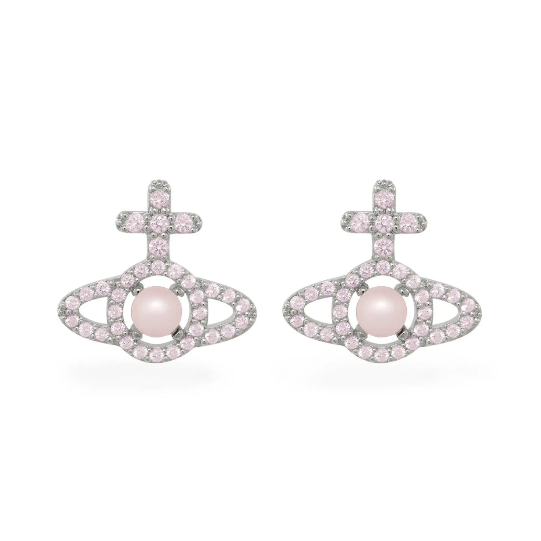 Vivienne Westwood Olympia Silver Cubic Zirconia and Pearl Stud Earrings