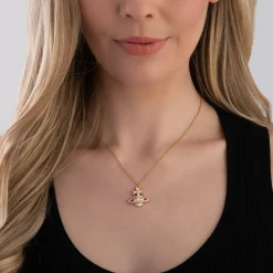 Vivienne Westwood Pink Ribbon Yellow Gold Tone Pendant