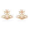 Vivienne Westwood Pink Ribbon Yellow Gold Tone Stud Earrings