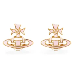 Vivienne Westwood Pink Ribbon Yellow Gold Tone Stud Earrings