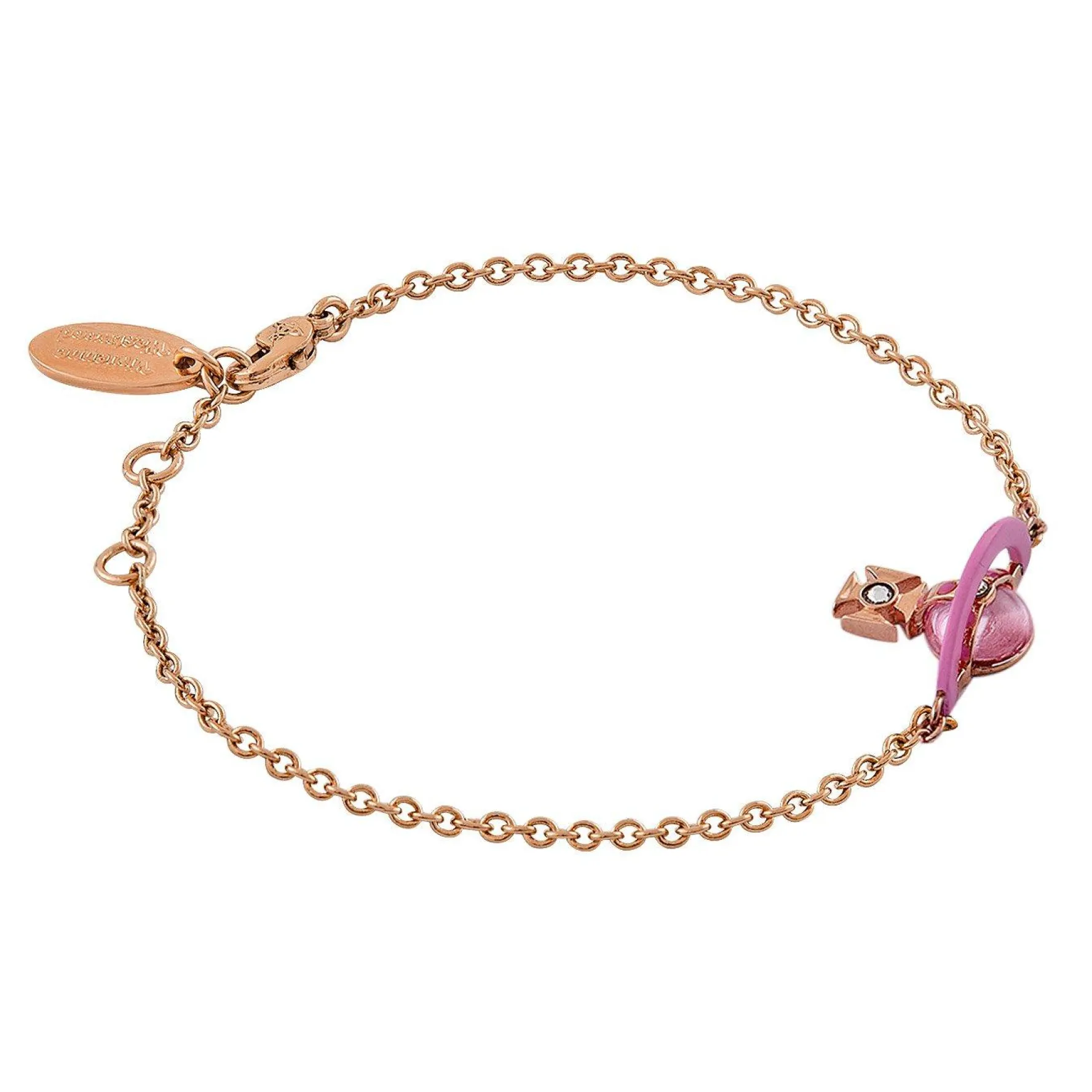 Vivienne Westwood Rose Gold Tone Cubic Zirconia Crystal Bracelet