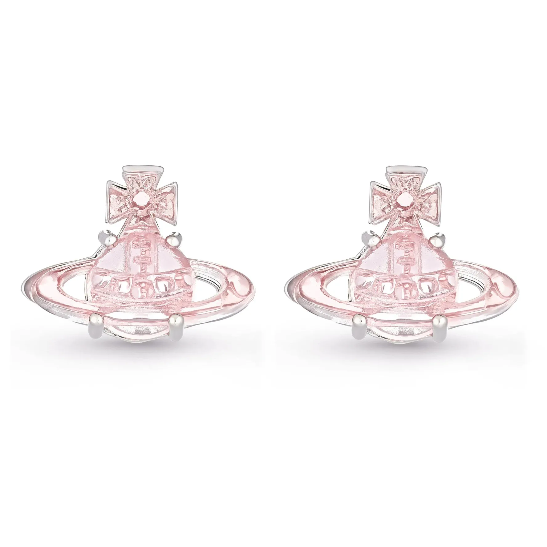 Vivienne Westwood Tammy Silver Pink Cubic Zirconia Stud Earrings