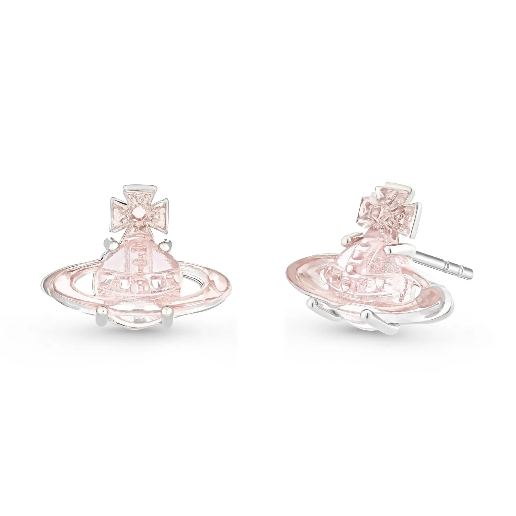Vivienne Westwood Tammy Silver Pink Cubic Zirconia Stud Earrings