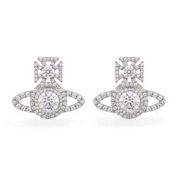 Vivienne Westwood White Metal Crystal Stud Earrings
