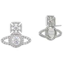 Vivienne Westwood White Metal Crystal Stud Earrings
