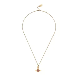 Vivienne Westwood Yellow Metal Pink Crystal Orb Pendant